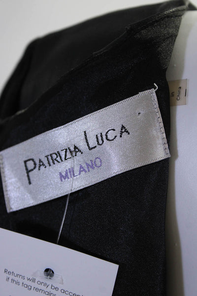 Patrizia Luca Womens Faux Leather Trim Ponte Skater Dress Black Size 10
