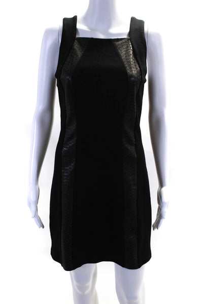 PJK Patterson J Kincaid Womens Leather Trim Ponte Sheath Dress Black Size Medium
