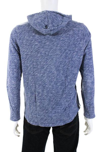 Vince Mens Heather Blue Cotton Hooded Long Sleeve Pullover Sweater Top Size L