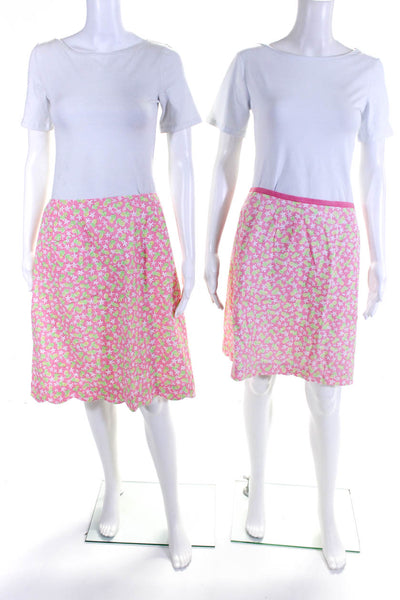 Lilly Pulitzer Womens Cotton Floral Print Skirts Multicolor Size 14 12 Lot 2