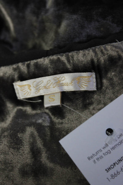 Gold Hawk Women's Velvet Long Sleeve 1/4 Zip Pullover Hoodie Sweater Gray Size S