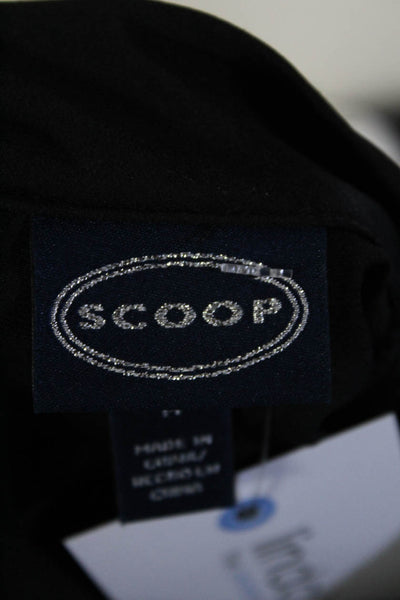 Scoop Women's V-Neck Long Sleeves Peplum Blouse Black Size M