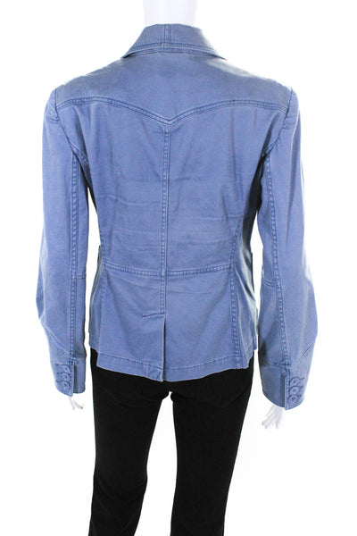 Marc Jacobs Women's Collar Long Sleeves Zip Pockets Jacket Blue Size 8