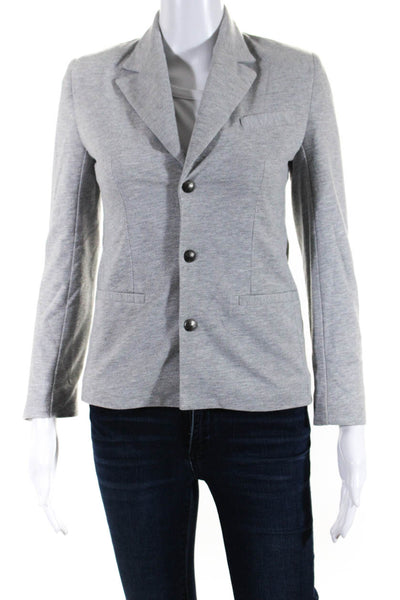 Junior Gaultier Women's Collared Long Sleeve Cropped Button Up Blazer Gray 12