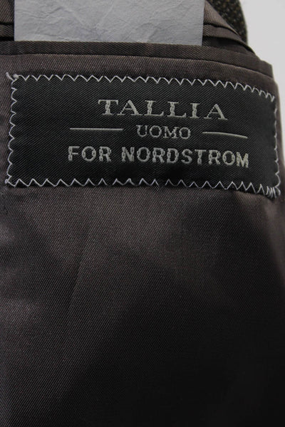 Tallia Uomo Mens Wool Tweed Notched Lapel Three Button Blazer Brown Size 44R