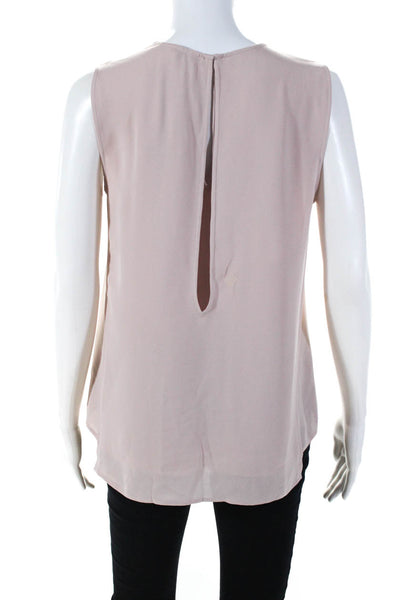 Rebecca Minkoff Women's Sleeveless Crew Neck Silk Tank Top Blouse Pink Size S