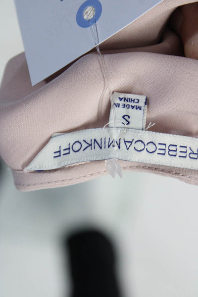 Rebecca Minkoff Women's Sleeveless Crew Neck Silk Tank Top Blouse Pink Size S