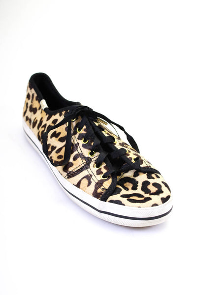 Kate Spade Women's Suede Animal Print Low Top Sneakers Beige Size 8.5