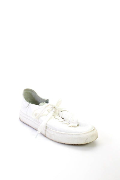 Sam Edelman Womens Leather Lace-Up Textured Low Top Sneakers White Size 6.5