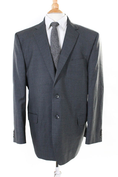 Jos A Bank Mens Darted Two-Buttoned Collared Long Sleeve Blazer Gray Size EUR48