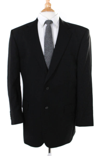 Jos A Bank Mens Wool Striped Buttoned Collar Long Sleeve Blazer Black Size EUR43
