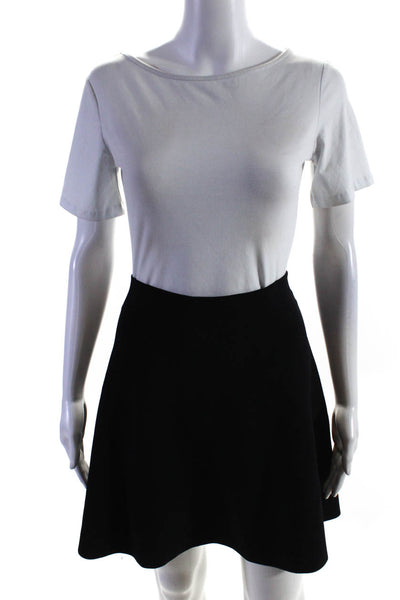 Theory Womens Knit Elastic Waist High Rise A-Line Short Skirt Black Size L