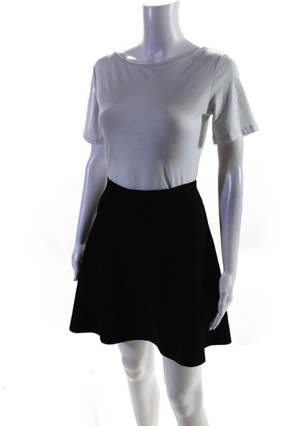 Theory Womens Knit Elastic Waist High Rise A-Line Short Skirt Black Size L