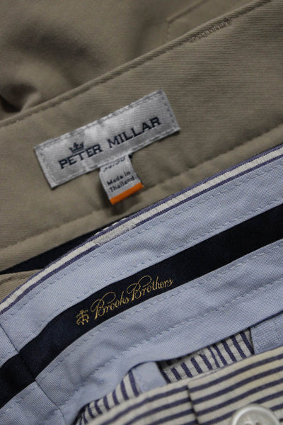 Peter Millar Men's Flat Front Straight Leg Pant Khaki Striped Size 34 Lot 2