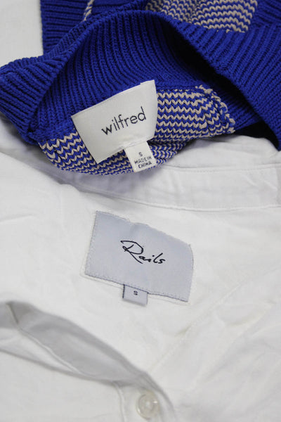 Wilfred Rails Womens Chevron Knit High Neck Tank Blouse Blue White Size S Lot 2