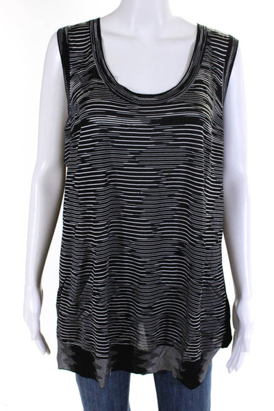 Missoni Womens Textured Striped Sleeveless Scoop Tank Blouse Black White Size 14