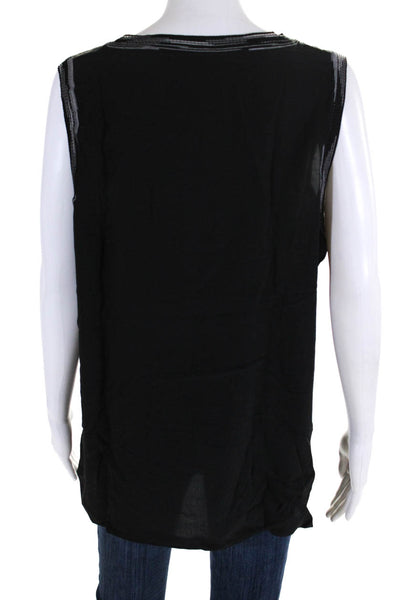 Missoni Womens Textured Striped Sleeveless Scoop Tank Blouse Black White Size 14
