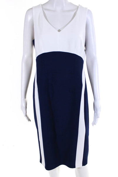 Iris Setlakwe Women's V-Neck Sleeveless A-Lined Midi Dress Color Block Size 10