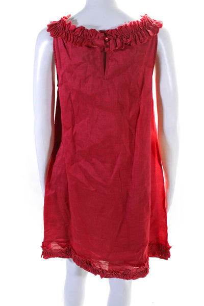 Weekend Max Mara Womens Sleeveless Scoop Neck Ruffled Trim Dress Pink Size 4