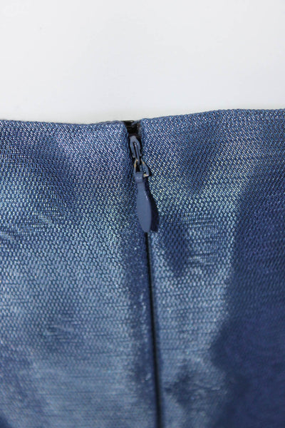 Vera Wang Womens Blue Drape Mesh Detail Strapless Zip Back Gown Dress Size 4