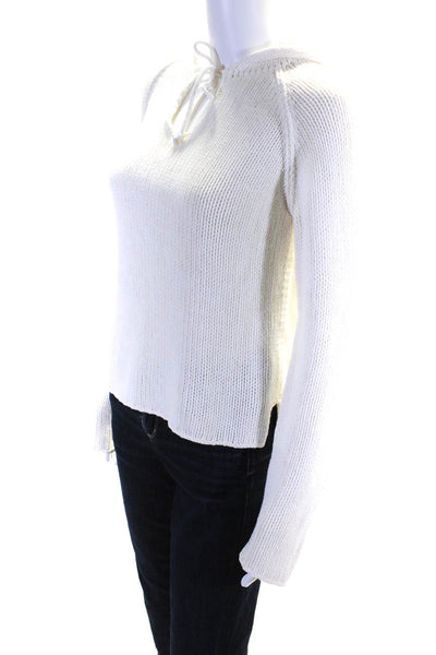 Margaret OLeary Womens White Hooded Pullover Long Sleeve Sweater Top Size S/M