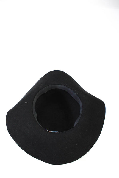 Hat Attack Womens Wool Metallic Band Round Crown Wide Brim Hat Black Size OS