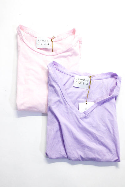 Jumper Women's V-Neck Short Sleeves T-Shirt Purple Pink Size 2 Lot 2