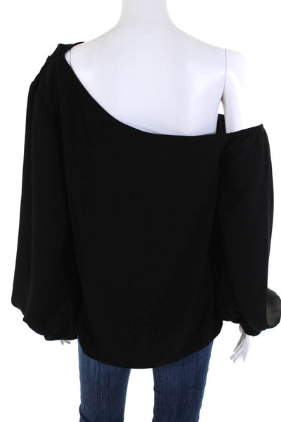 Pearl by Lela Rose Women's One Shoulder Long Sleeve Blouse Black Size M