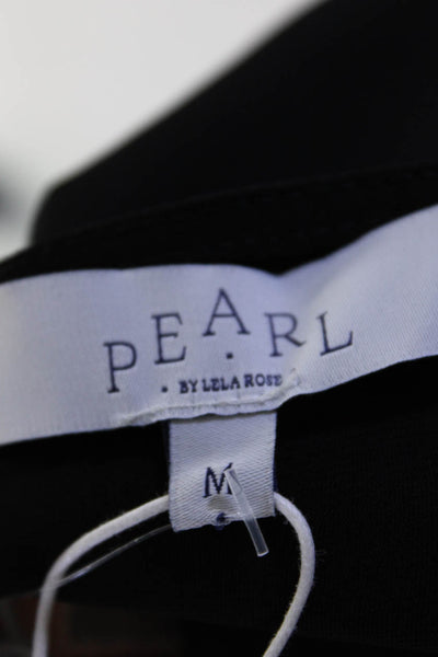 Pearl by Lela Rose Women's One Shoulder Long Sleeve Blouse Black Size M