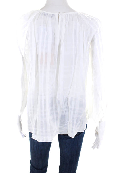 Pearl by Lela Rose Women's Striped Long Sleeve Blouse White Size S