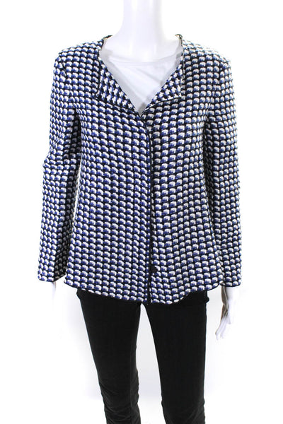 Armani Collezioni Women's Long Sleeve Unlined Stripped Blazer Jacket Blue 6