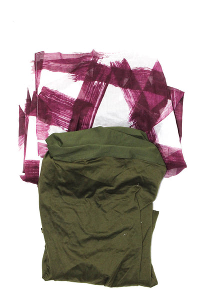 Eres Womens Elastic Waist Wrap Skirt Scarf Green Purple White Size OSFA Lot 2