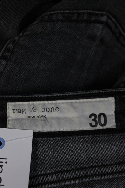Rag & Bone Womens Denim High Rise Zip Up Ankle Skinny Jeans Black Size 30