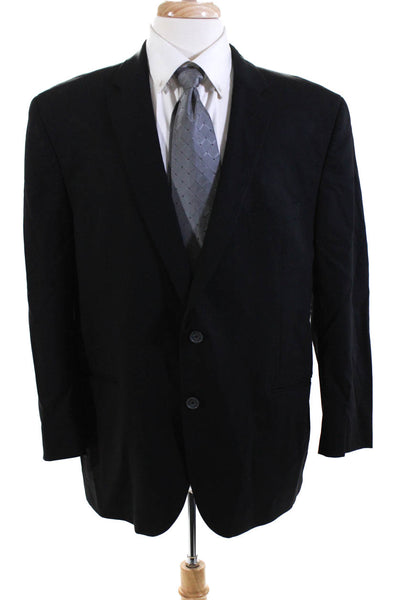 Jack Victor Men's Lined Notched Lapel Two-Button Suit Blazer Black Size 46