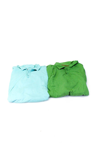 Velvet Men Men's Casual Short Sleeve Button Up Shirt Blue Green Size L, Lot 2