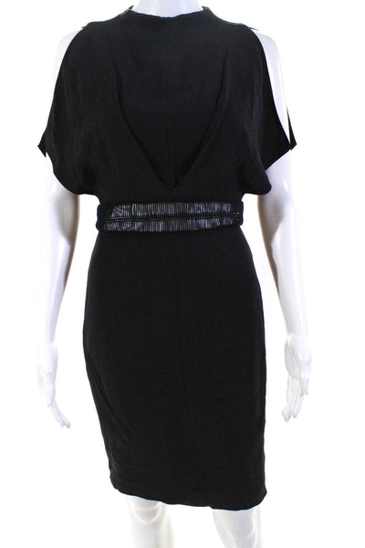Genny Womens Open Sleeves Pencil Dress Black Size 4