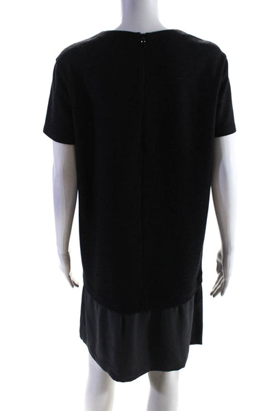 Brunello Cucinelli Womens Wool Silk Patchwork Zipped Shift Dress Gray Size XL