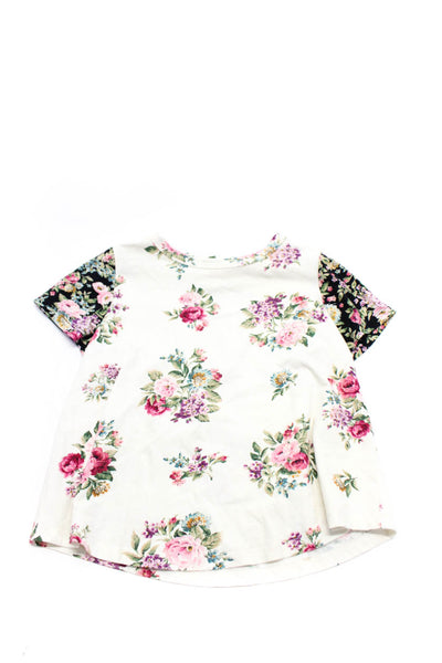 Zimmermann Girls Floral Short Sleeve Top Tee Shirt Ivory Black Pink Size 6