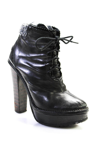 Opening Ceremony Women's Round Toe Lace-Up Bootie Black Size 7.5