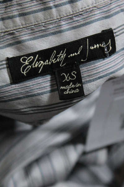 Elizabeth and James Womens Silk Striped Print Split Hem Henley Top Gray Size XS