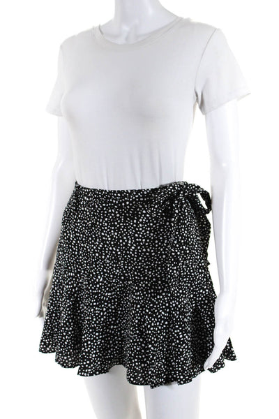 Allsaints wWomens Zip Up Belted Spotted Frida Splash Skirt Shorts Black White 0