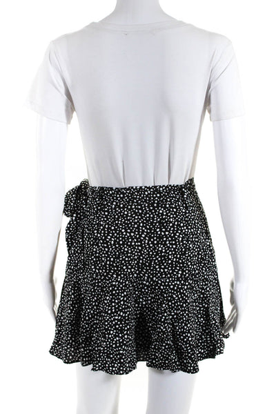 Allsaints wWomens Zip Up Belted Spotted Frida Splash Skirt Shorts Black White 0