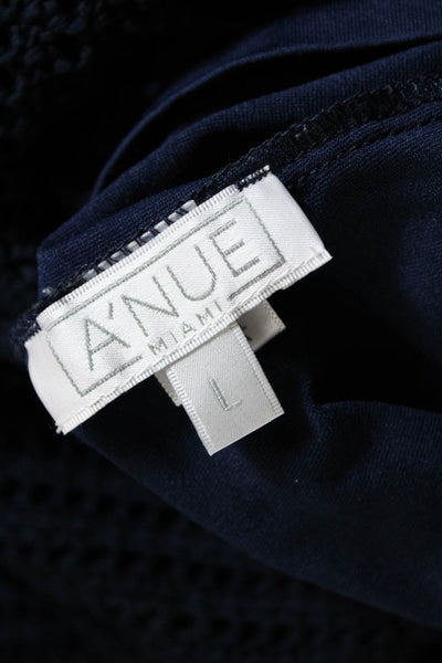 Vince Womens Open Knit Slip Lined Short Tank Sweater Dress Navy Blue Size M