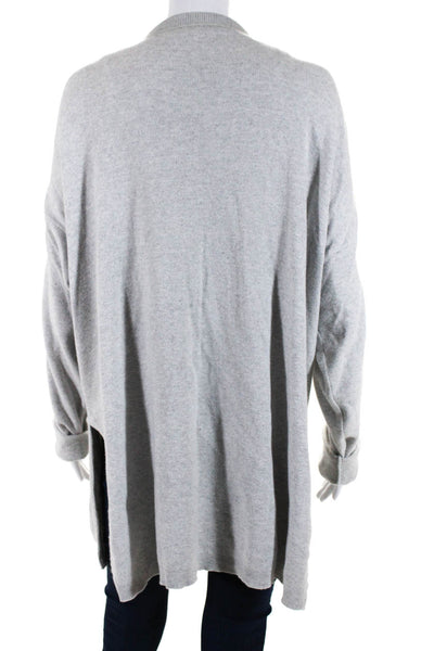 Joan Vass Womens Button Down High Neck Pockets Cardigan Sweater Gray Size 2