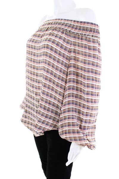 Derek Lam Women's Long Sleeve Off The Shoulder Multicolor Blouse Size 4