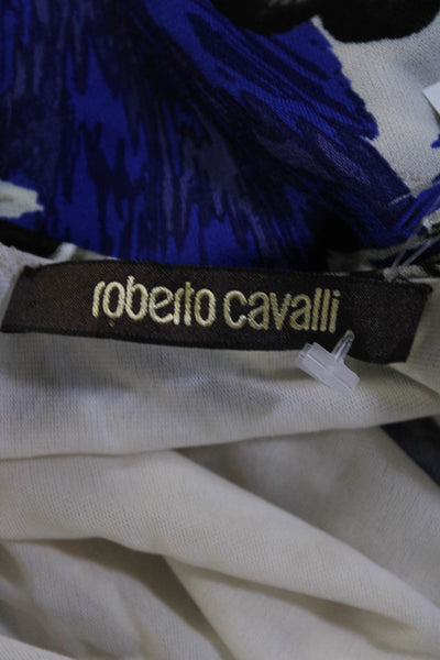 Roberto Cavalli Women's Vintage Sleeveless Abstract Halter Mini Tank Dress Blue