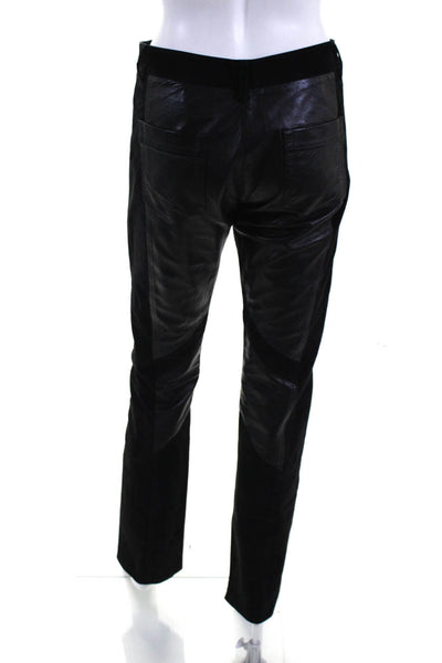 Derek Lam Women's Mid Rise Suede Leather Detail Skinny Jeans Black Size 28