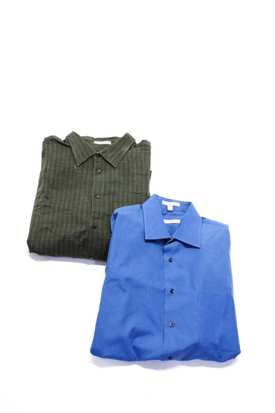 Geoffrey Beene Mens Button Down Dress Shirts Blue Size L XXL Lot 2