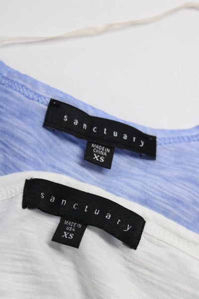 Sanctuary Women's Short Sleeve Cold Shoulder Blouse Blue White Size XS, Lot 2