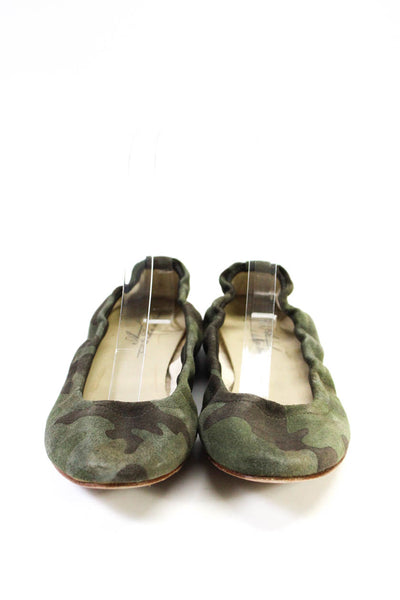 Anniel Womens Army Fatigue Round Toe Elastic Flats Shoes Olive Size 36 6